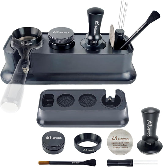 7 Pack Espresso Tamper Station&Coffee Distributor Tamper&Espresso WDT Stirrer&Coffee Tamping&Brush&Coffee Dosing Funnel&Espresso Puck Screen, Multipurpose Tools for Bar Home Office (51 mm)