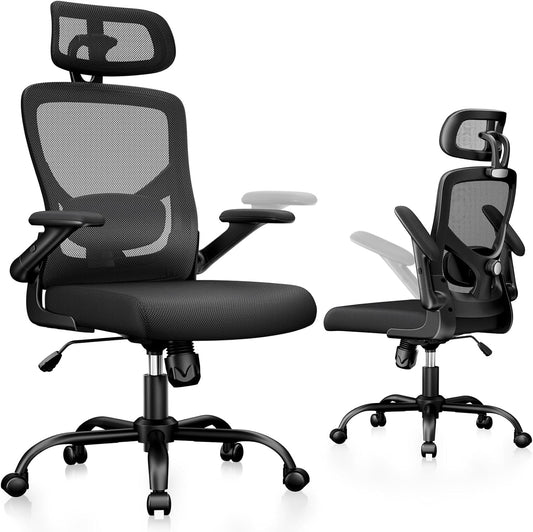 Totnz Ergonomic Mesh Office Chair with 2D Armrest and Headrest, High Back Desk Chair with Adjustable Lumbar Support, Swivel Office Chair for Big and Tall Users