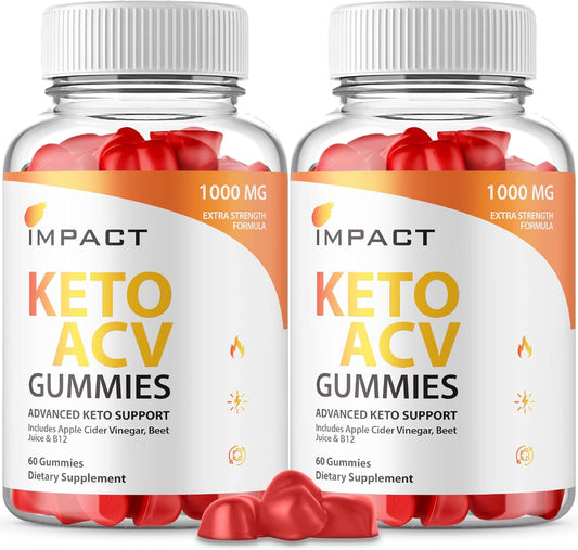 (2 Pack) ImpactKeto Gummies Advanced Formula Impact Gummies Plus - Impact KetoACV Gummies Vegan Gummies Impact Advanced Gummies Max Strength Non GMO, Vitamin B, Beet Root, KetoACVGummies (120 Count)