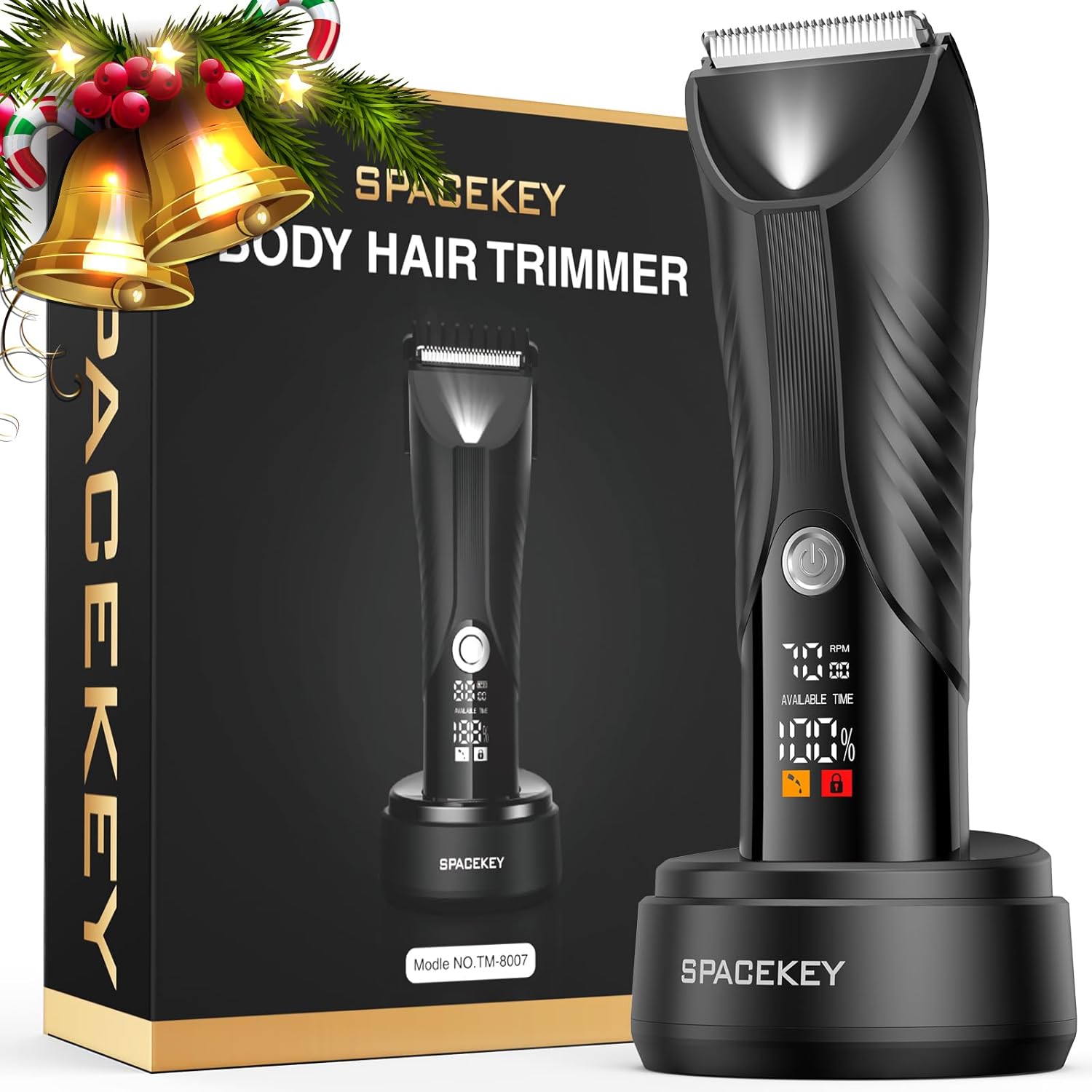 Manscape Trimmer for Men, Electric Body Hair Trimmer, IPX7 Waterproof Ball Trimmer Men with 2 Speeds, LED Light, Wet/Dry Groomer,USB-C Rechargeable with Travel Bag, Men’s Pubic, Groin and Body Shaver