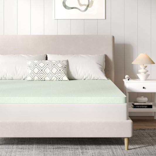 Novilla Twin Mattress Topper, 4 Inch Gel Infused Memory Foam Twin Size Mattress Topper for Cool Night Sleep & Pain Relief, CertiPUR-US Certified Foam, Green