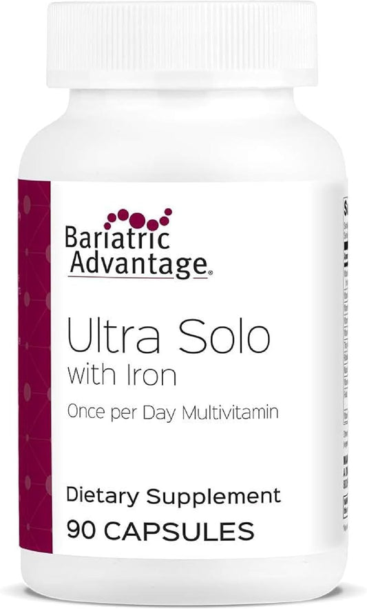Bariatric Advantage Ultra Solo with Iron Daily Multivitamin for Gastric Bypass Surgery and Sleeve Gastrectomy Patients, Includes Vitamin B12, C, D, K, Thiamin and Copper - 90 Count