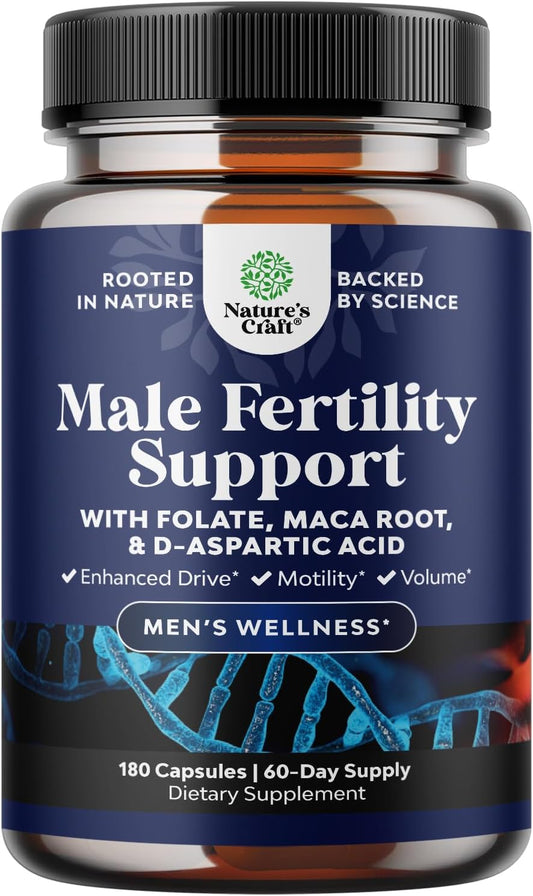 Pre Conception Male Fertility Supplement - Advanced Fertility Supplement for Men with CoQ10 Maca Root Methyl Folate & D-Aspartic Acid for Enhanced Count Motility & Overall Fertility Support (2 Months)