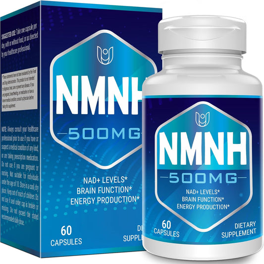 NMNH (Dihydronicotinamide Mononucleotide), 500mg per Serving NAD Supplement to Boost NAD+ Levels as We Age (May Be More Effective Than Nicotinamide Riboside) for Anti Aging, Energy, Focus - 60 Capsule