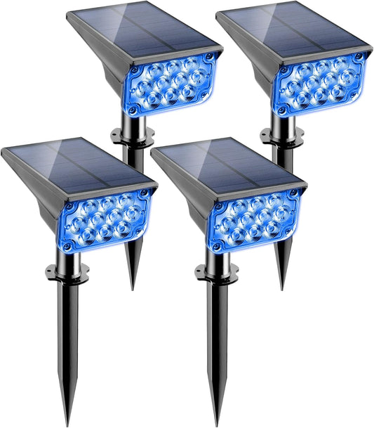 CREPOW Solar Spot Lights Outdoor, Blue Solar Spotlights Landscape Lights with IP65 Waterproof 20 LEDs Solar Landscape Spotlights for Garden Path Yard Holiday Decoration 4 Pack