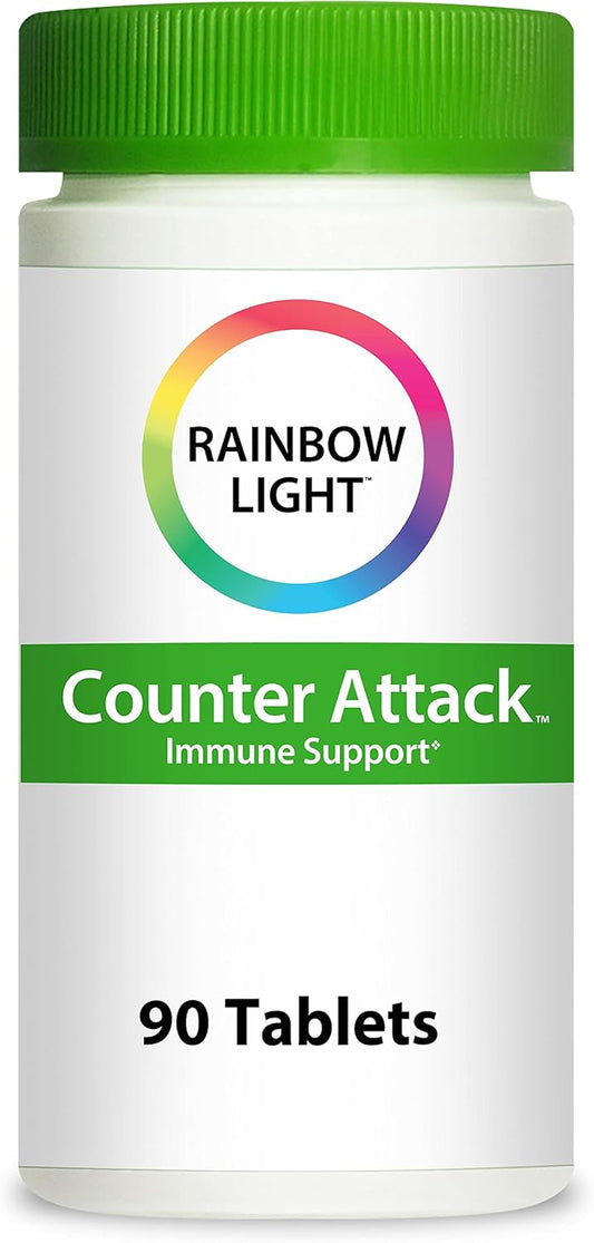Rainbow Light Counter Attack Immune Support, Dietary Supplement Provides Immune Support, With Vitamin C, Zinc and 3 Targeted Herbal Blends, Vegan and Gluten Free, 90 Count