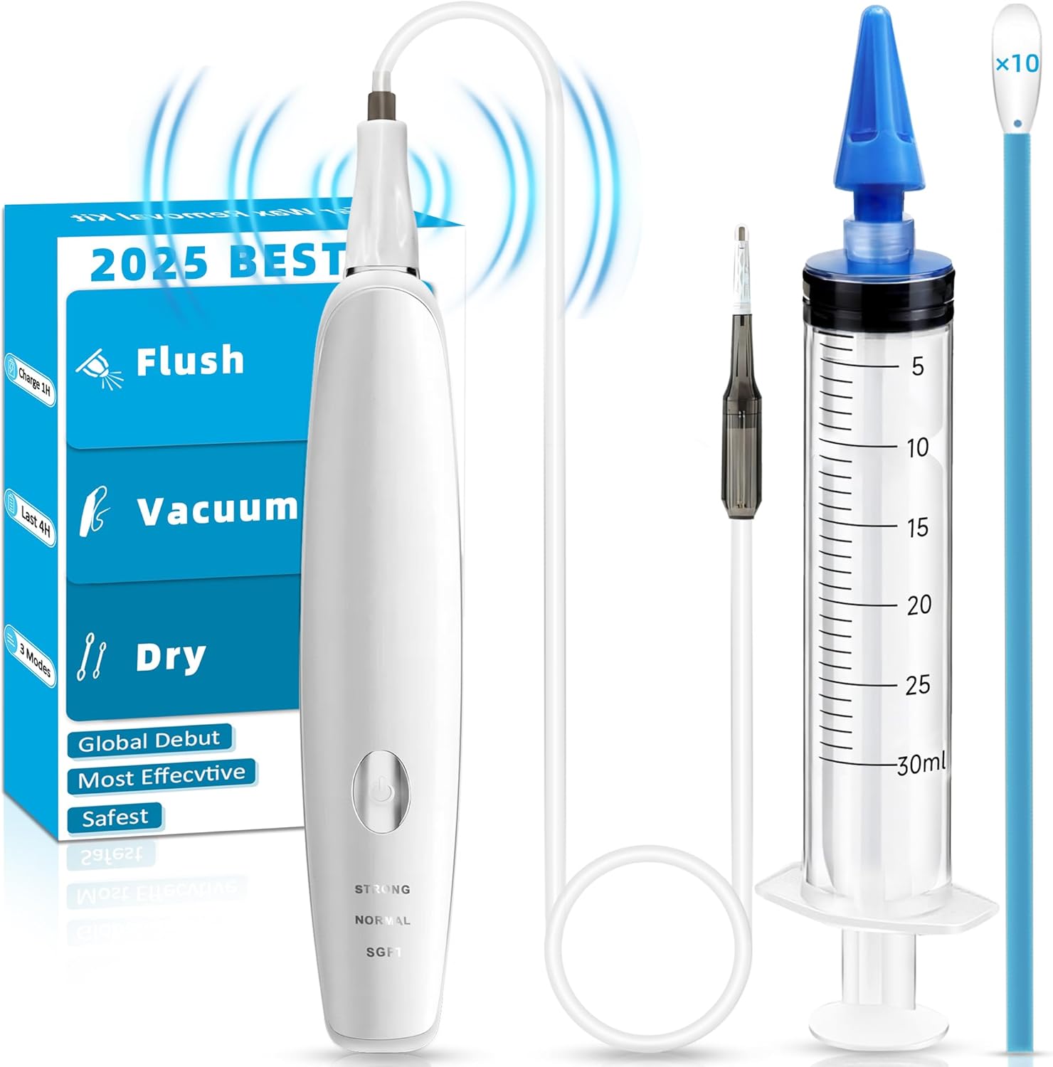 Ear Wax Removal Kit, 3 in 1 Strong Suction Ear Vacuum Wax Remover, Best Ear Wax Removal Ear Vacuums, USB Rechargeable Reusable Ear Suction Device, Electric Ear Wax Removal Tool, Ear Flushing Cleaner