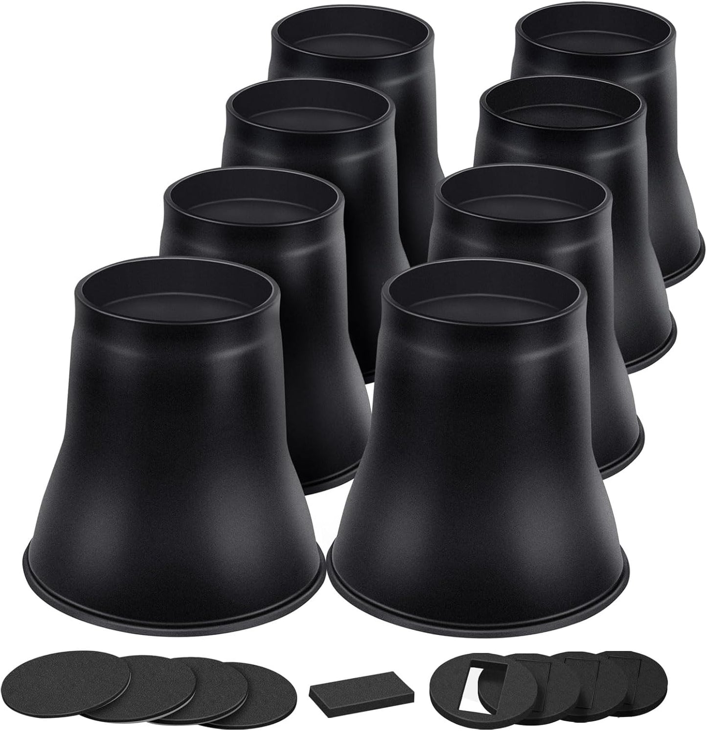 ANNKUT Bed Risers 6 Inch Heavy Duty, Round Furniture Risers for Bed Desk Table Sofa Couch，Bed Lifts Risers, Support up to 6000 Lbs(8 Pack Black)