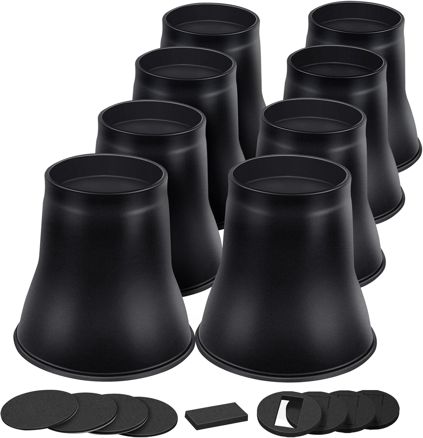 ANNKUT Bed Risers 6 Inch Heavy Duty, Round Furniture Risers for Bed Desk Table Sofa Couch，Bed Lifts Risers, Support up to 6000 Lbs(8 Pack Black)