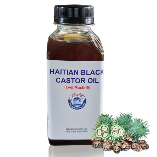 Meme Haitian Black Castor Oil (Lwil Maskriti) – 100% Pure, Cold-Pressed, Unrefined – Promotes Hair Growth, Moisturizes Skin, Strengthens Nails, Aids Digestion – 8 fl oz