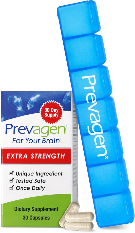 Prevagen Extra Strength 20mg, 30 Capsules, with Apoaequorin & Vitamin D and 7-Day Pill Minder
