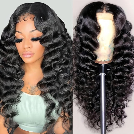 NKTU Deep Wave Lace Front Wigs Human Hair 200 Density Glueless Wigs for Women 13x4 HD Transparent Lace Front Wigs Pre Plucked with Baby Hair (22 Inch, Deep Wave Wigs)