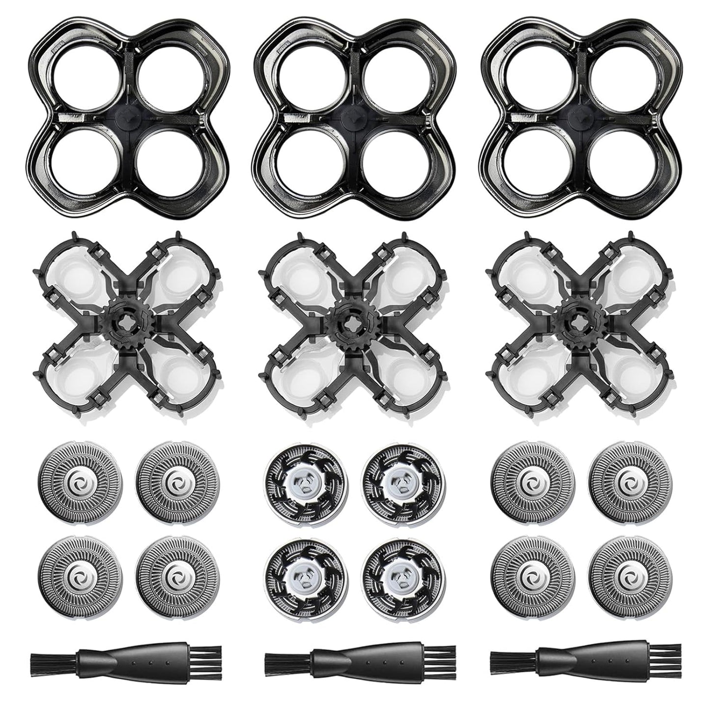 OXSITO 3Pack Pro 4 Shaver Replacement Heads for Pitbulls Gold PRO, Silver PRO, Platinum PRO, Butterfly Kiss PRO Head Shavers, Floating 4 Heads for a Fast, Close and Smooth Shave.