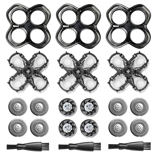 OXSITO 3Pack Pro 4 Shaver Replacement Heads for Pitbulls Gold PRO, Silver PRO, Platinum PRO, Butterfly Kiss PRO Head Shavers, Floating 4 Heads for a Fast, Close and Smooth Shave.