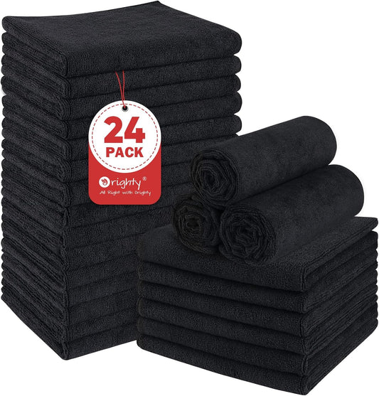 Orighty Black Salon Towels Extra Large, Pack of 24(Not Bleach Proof, 18 x 30 Inches) Super Soft Gym Towels and Absorbent Microfiber Towels for Salon, Hand, Gym, Bath, Spa and Home Hair Care