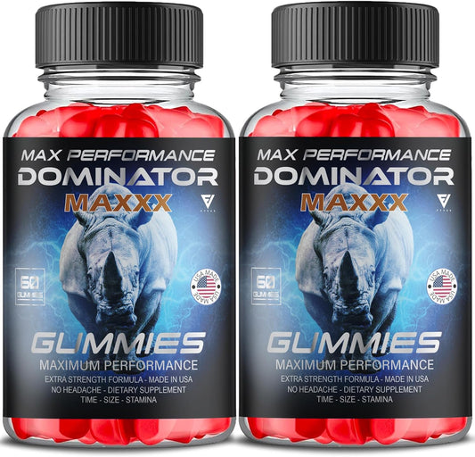 (2 Pack) Dominator Maxxx Gummies Dominator Maxx Gummies, DominatorMaxxx Maximum Strength Performance and Overall Health Support, Dominator Maxx Advanced Daily High Drive Multivitamin (120 Gummies)