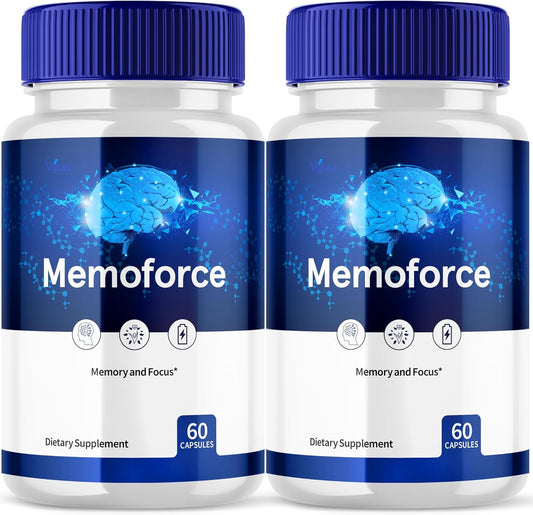 (2 Pack) Memoforce Capsules, Memoforce Advanced Nootropic Vitamin Supplement - All Natural Brain Booster Formula Memo Force Brain Clarity Pills, Premium Ginko Biloba Brain Fog Memory (120 Capsules)
