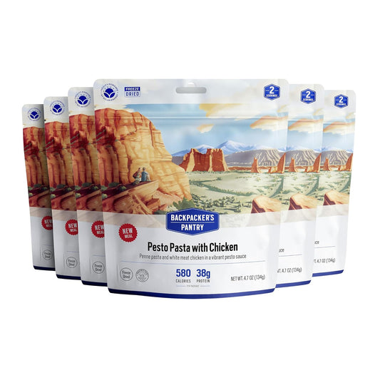 Backpacker's Pantry Pesto Pasta with Chicken | Freeze Dried Backpacking & Camping Food, 6 Count