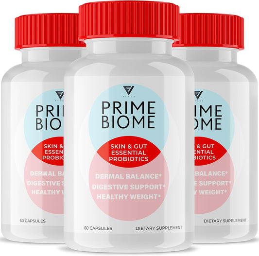 (3 Pack) Prime Biome Capsules, PrimeBiome Healthy Skin and Overall Body Gut Support Supplement Pills, PrimeBio Advanced Maximum Health Essential Daily Lifestyle Formula Vitamin (180 Capsules)