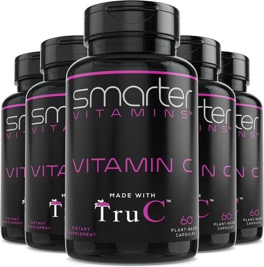 (5 Pack) Raw Whole Food Vitamin C Natural Immune Support from Berries, Premium Antioxidants, Bioflavonoids & Polyphenols, 300 Vegan Capsules