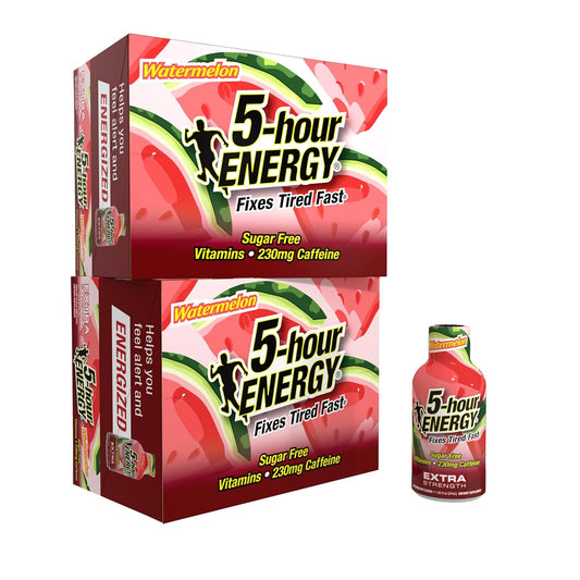 5-hour ENERGY Extra Strength Energy Shot | Watermelon Flavor | 1.93 oz. | 24 Count | Sugar-Free & Zero Calories | B-Vitamins & Amino Acids | 230mg Caffeinated Energy Shot | Dietary Supplement