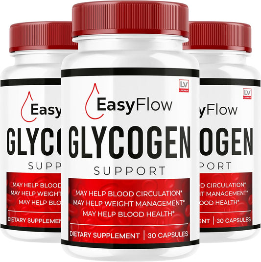 (3 Pack) Easy Flow Glycogen Support, Easy Flow Blood Support Capsules, Easy Flow Glycogen, EasyFlow Glycogen Support, Easy Flow Blood Vessels Supplement Vitamin, 90 Capsules