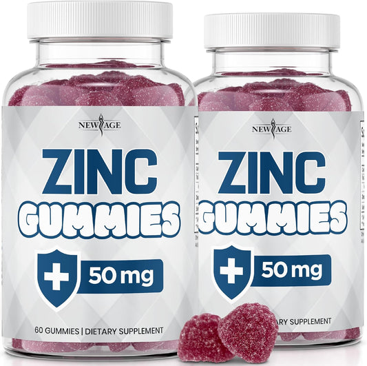 NEW AGE Zinc Gummies - 2 Pack - 50mg High Immune Booster Zinc Supplement, Immune Defense, Powerful Natural Antioxidant, Non-GMO - by New Age, 120 Count