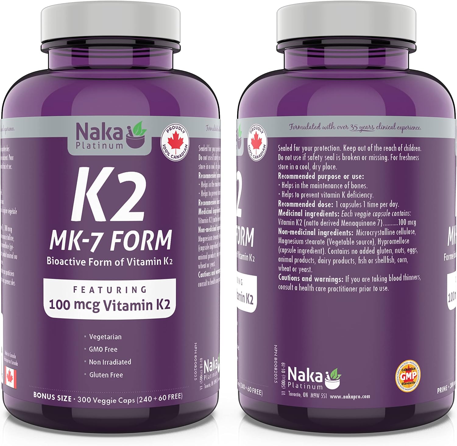 Platinum K2 (MK-7 Form)100mcg (300 caps)