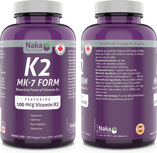 Platinum K2 (MK-7 Form)100mcg (300 caps)