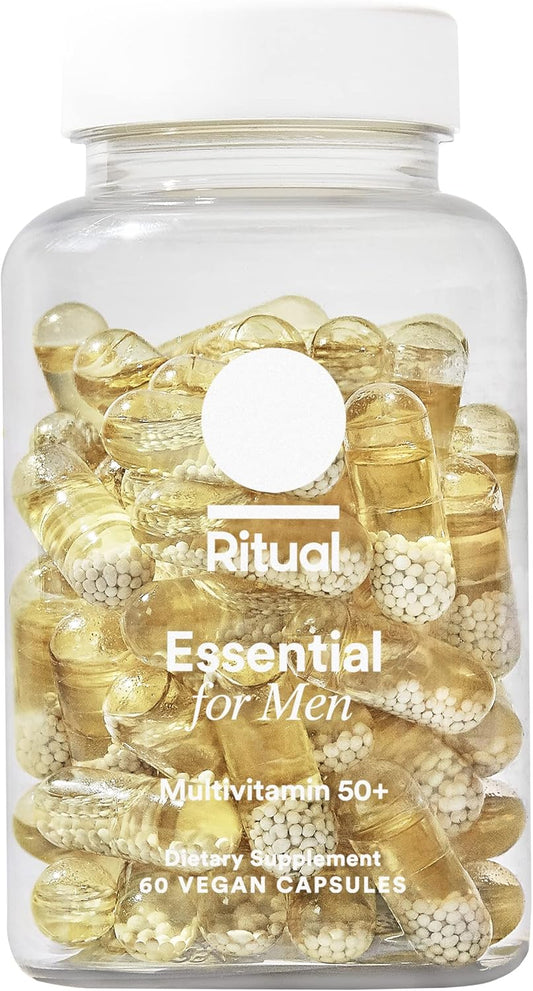 Ritual Multivitamin for Men 50 and Over with Zinc, Vitamin A and D3 for Immune Function Support*, Omega-3 DHA, B12, K2, Gluten Free, Non-GMO, Mint Essenced, 30 Day Supply, 60 Vegan Capsules