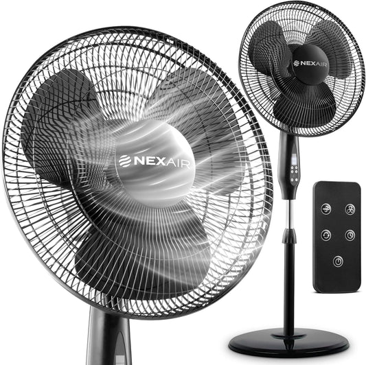Oscillating 16 Inch Pedestal Stand Up Fan, Quiet Operating Room Fan With Remote Control, 3 Speed Stand Fan for Bedroom, with Adjustable Height, Standing Fan Great For Office & Living Room…
