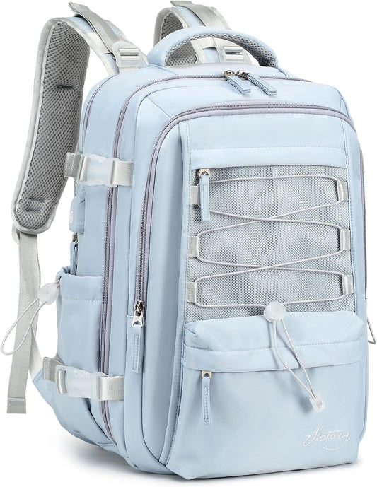 Travel Backpack for Women Men 17 Inch Laptop Backpacks with USB Port Carry on Bag Airline Approved Large College School Bookbags Waterproof Work Business Sport Rucksack Casual Daypack ( Blue)