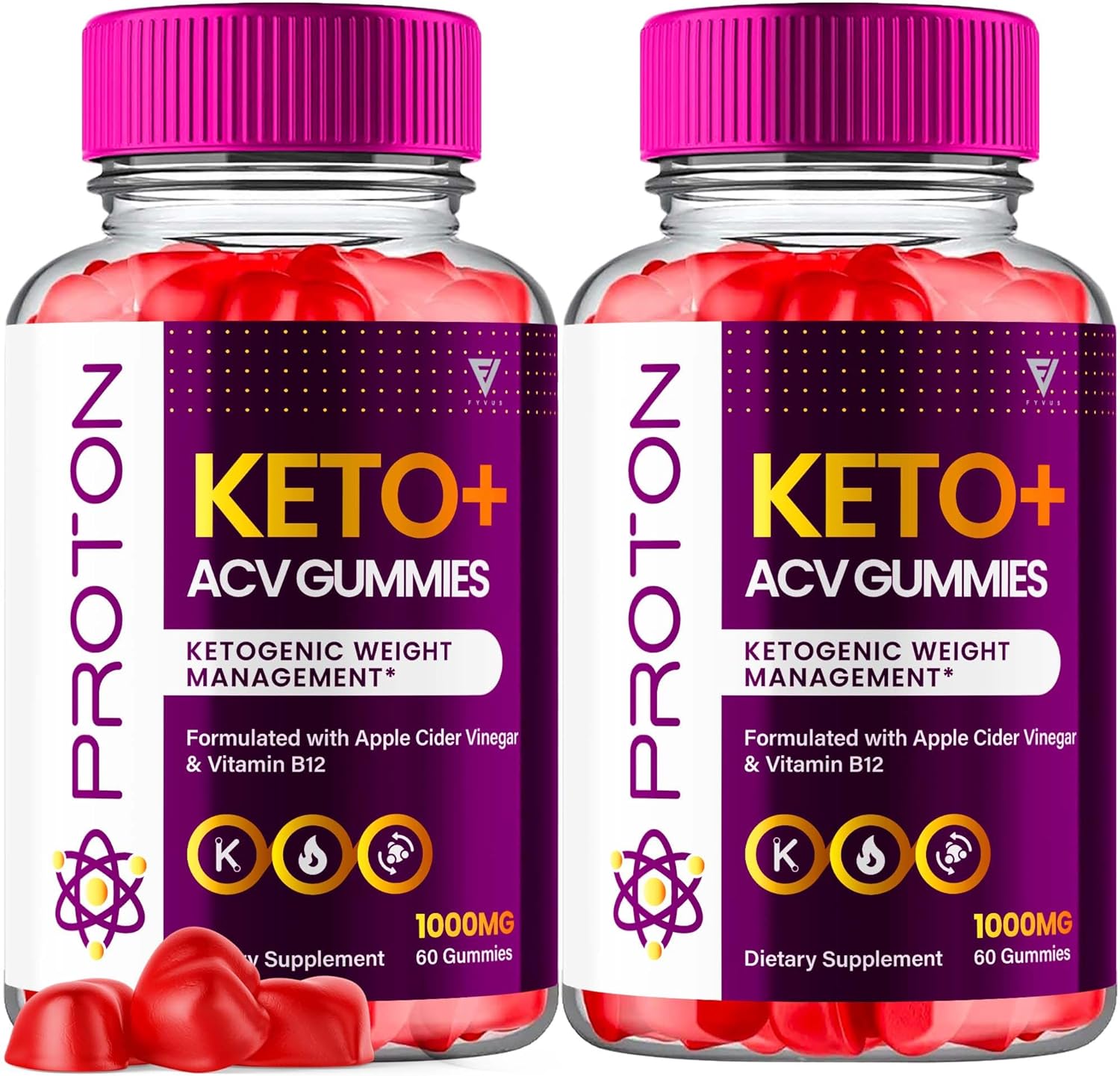 (2 Pack) Proton Keto ACV Gummies Advanced Weight Loss, Proton Protein Keto+ ACV Gummies Apple Cider Vinegar Folate Vitamin Supplement 1000MG, Proton Keto Gummies Keto+ACV Folic Acid (120 Gummies)