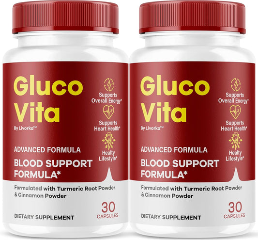 (2 Pack) GlucoVita - GlucoVita Capsules, Official GlucoVita Support, GlucoVita Advanced Optimizer Capsules, Gluco Vita Supplement Pills, Gluco Vita Capsules, GlucoVita Pills, 60 Capsules for 2 Months