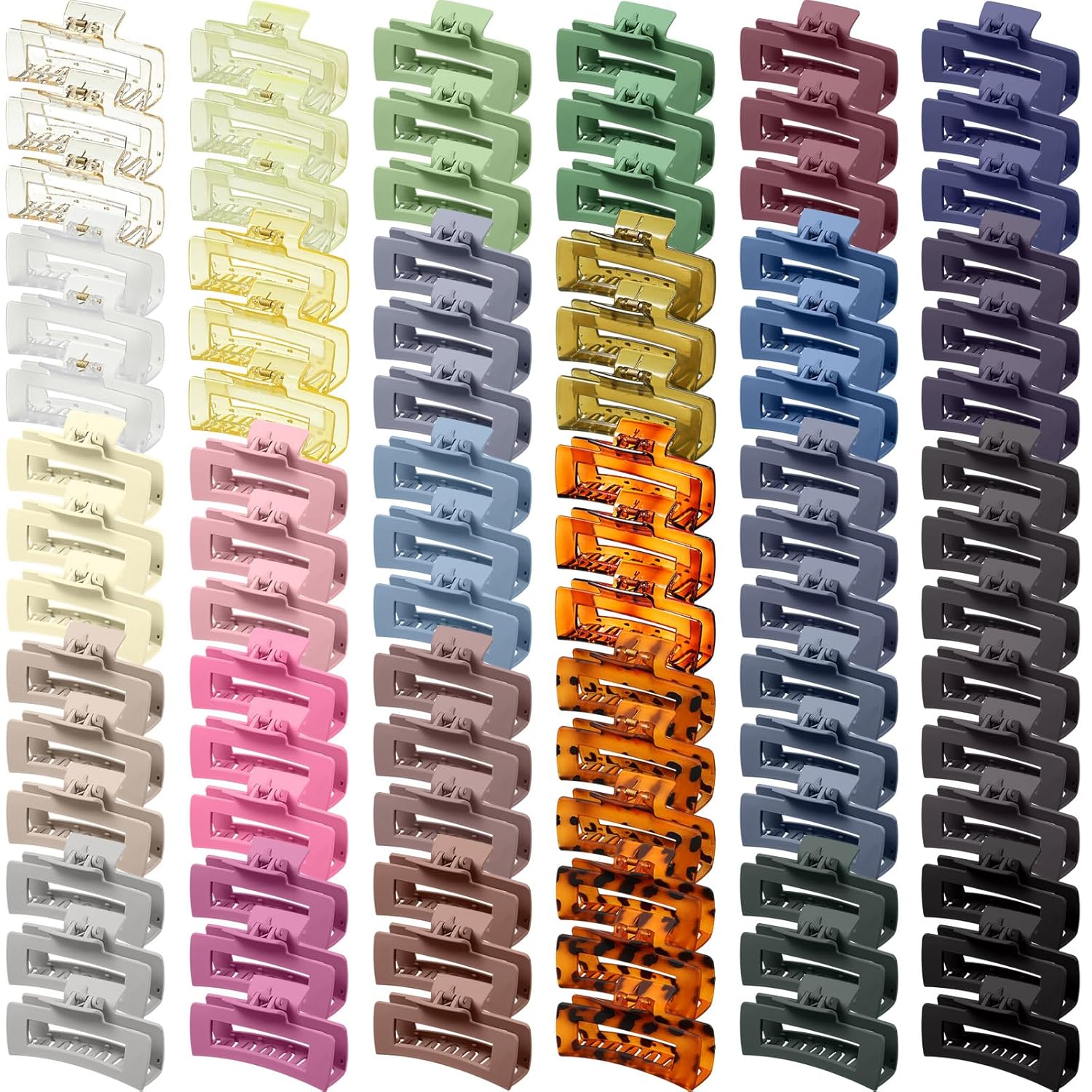 XunYee 90 Pcs Hair Clips Bulk Hair Claw Clips for Women Girls 4.1 Inch Large Rectangle Non-slip Square Strong Hold Jaw