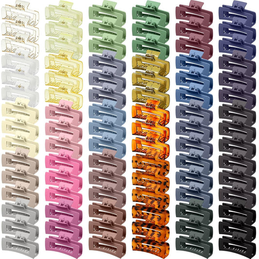 XunYee 90 Pcs Hair Clips Bulk Hair Claw Clips for Women Girls 4.1 Inch Large Rectangle Non-slip Square Strong Hold Jaw