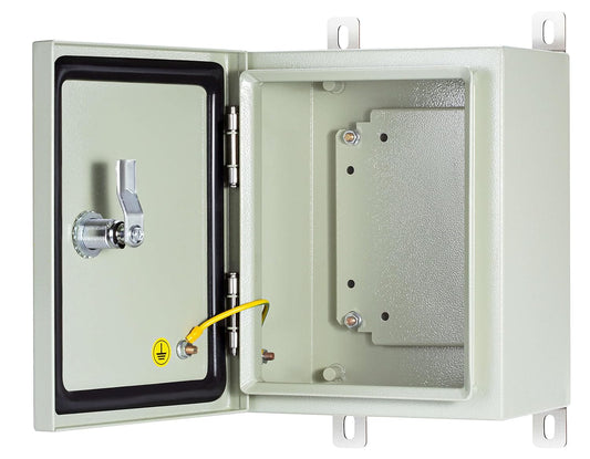KWONONG Metal Enclosure, IP65 Waterproof Electrical Box for Indoor and Outdoor Projects, Includes Mounting Plate and Wall Bracket 250×200×150mm (10"×8"×6")
