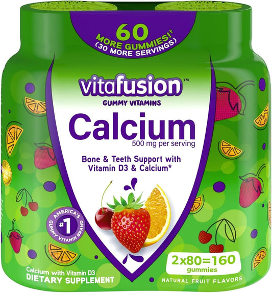 Calcium Gummy Vitamins, 2x80ct Twin Pack Compatible with Vitafusion - 160 Count