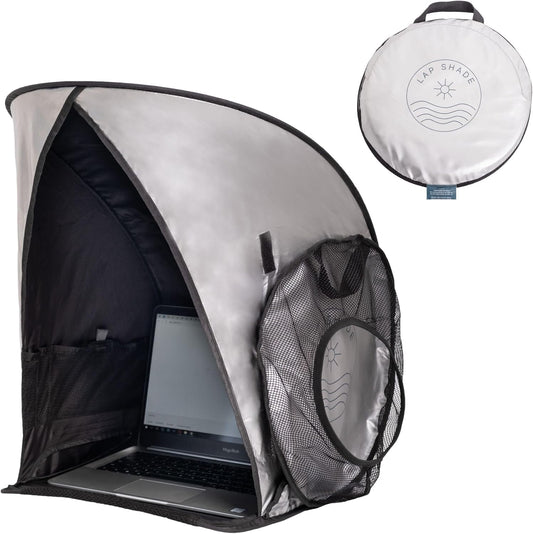 Laptop Sun Shade for Working Outside | Glare Blocker | Heat Reflective | Waterproof | Fits up to 17” Screens | Foldable & Portable Privacy Screen Hood Tent for Outdoors | Perfect Viewing Angle