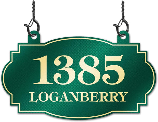 Hanging Address Sign, House Address Plaque, Indoor/Outdoor Use, 8x13 Inch, 22 Colors, Reflective Option, USA Made by My Sign Center (Victorian)