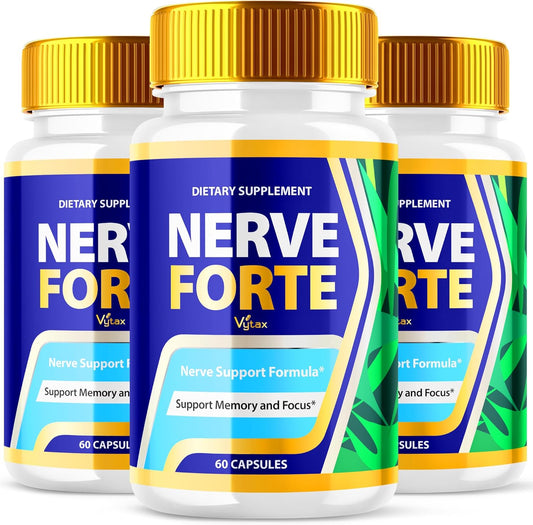 (3 Pack) Nerve Forte Capsules, Nerve Forte Advanced Maximum Strength Nerve Support Pills, Nerve Forte All Natural Supplement - Premium Nerve Support Once Daily Vitamin Pastillas Reviews (180 Capsules)
