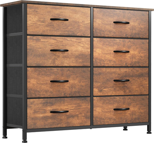 YITAHOME 8 Drawers Fabric Dresser, Furniture Storage Tower Cabinet, Organizer for Bedroom, Living Room, Hallway, Closet, Sturdy Steel Frame, Wooden Top, Easy-to-Pull Fabric Bins