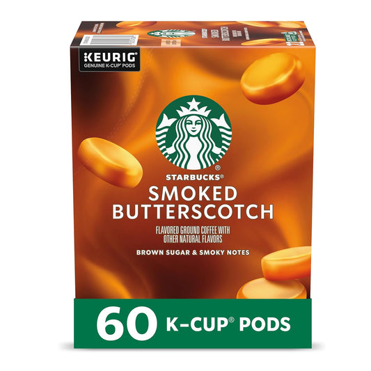 Starbucks K-Cup Coffee Pods, Smoked Butterscotch Naturally Flavored Coffee for Keurig Coffee Makers, 100% Arabica, Limited Edition, 6 Boxes (60 Pods)