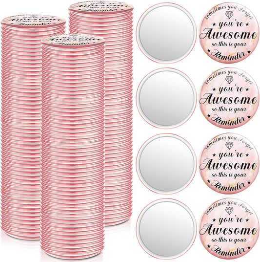 Tradder 120 Pcs 2.76 Inch Inspirational Compact Mirror Bulk Employee Appreciation Gifts Makeup Purse Pocket Mirror for Women Mother's Day Valentine Coworker Nurse Gifts