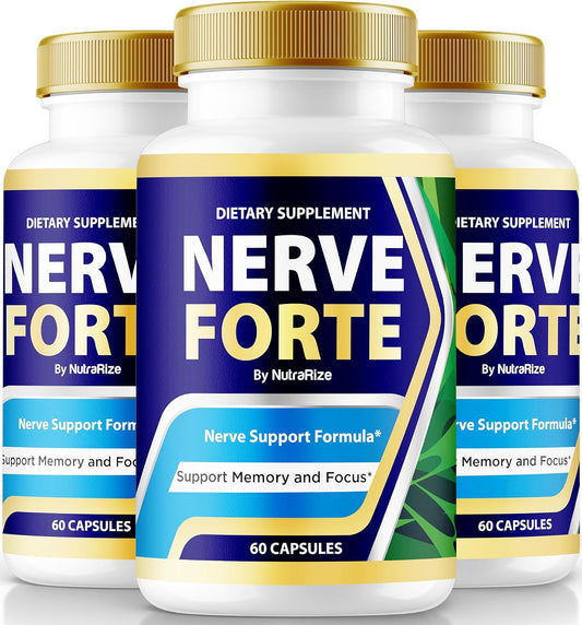 (3 Pack) Nerve Forte Capsules, Premium Formula to Support Nerve Health and Function, Nerve Forte All Natural Nerve Vitamins, Official NerveForte Tablets Review (180 Capsules)