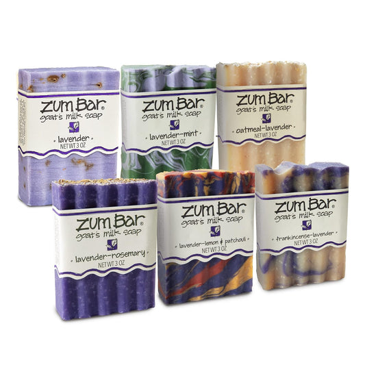 Zum Bar Goat's Milk Soap - Lavender Blends - Rosemary, Mint, Oatmeal, Frankincense, Lemon & Patchouli - 3 oz (6 Pack)