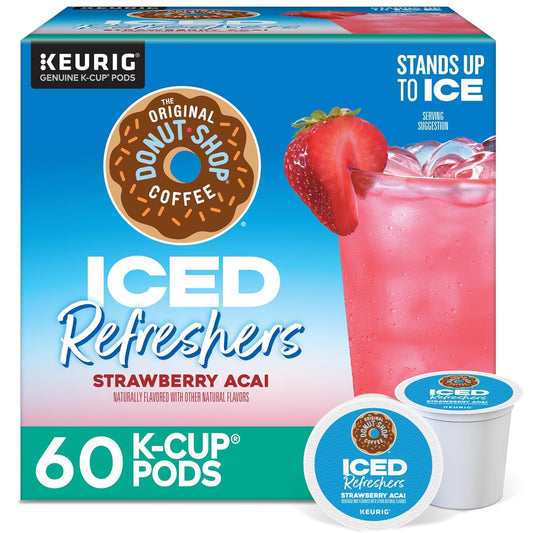 The Original Donut Shop Iced Refreshers, Strawberry Açaí Flavor, Keurig Single Serve K-Cup Pods, 60 Count (6 Packs of 10)