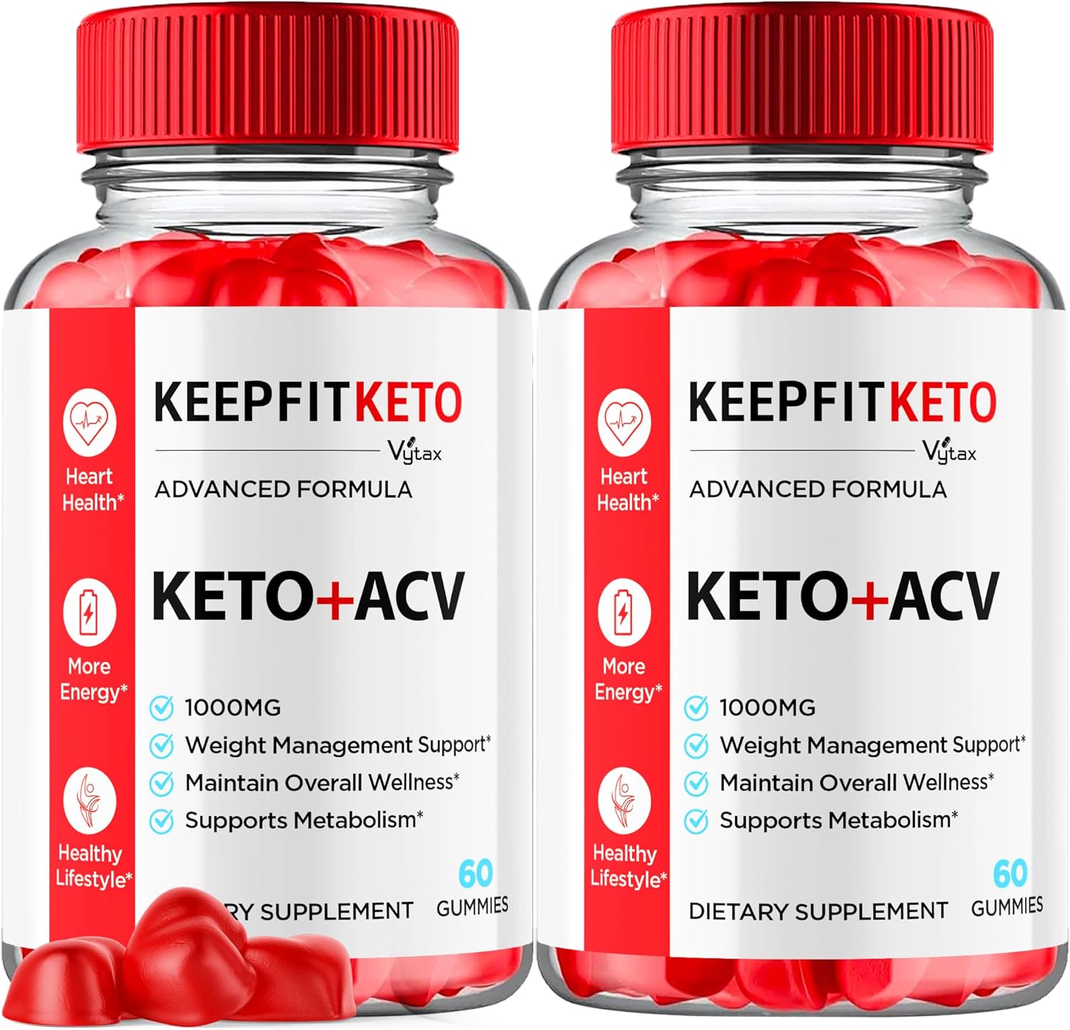 (2 Pack) Keep Fit Keto Gummies, KeepFit Keto ACV Advanced Max Strength 1000MG Vitamin Gummy, Keep FitKeto Apple Cider Vinegar Keto Gummies Natural Multivitamin Folic Acid Vitmain B12 (120 Gummies)