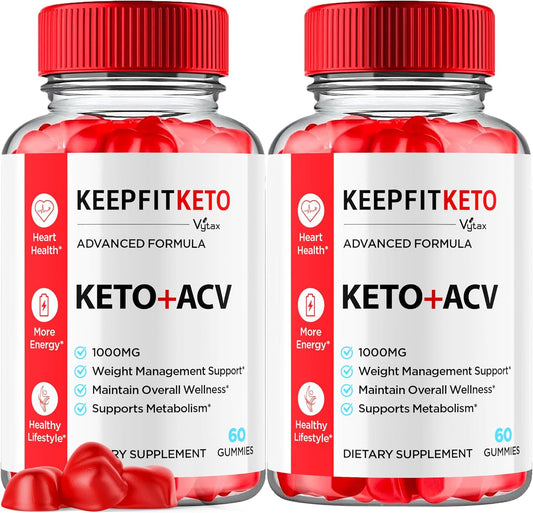 (2 Pack) Keep Fit Keto Gummies, KeepFit Keto ACV Advanced Max Strength 1000MG Vitamin Gummy, Keep FitKeto Apple Cider Vinegar Keto Gummies Natural Multivitamin Folic Acid Vitmain B12 (120 Gummies)