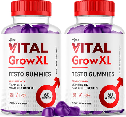 (2 Pack) Vital Grow XL Gummies, Vital Grow XL Testo Gummies Maximum Strength Advanced Vitamin Formula, Vital GrowXL Vitale VitalGrowXL Me Gomitas Premium Chewable Vitalgrow Supplement (120 Gummies)